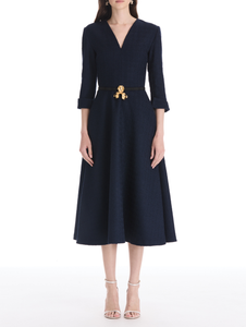 *VIRTUAL TRUNK SHOW* Oscar de la Renta Long Sleeve Lightweight Wool Tweed Day Dress