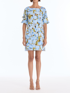 *VIRTUAL TRUNK SHOW* Oscar de la Renta Midi Sleeve Watercolor Iris Poplin Dress