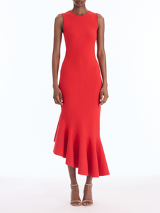 *VIRTUAL TRUNK SHOW* Oscar de la Renta Sleeveless Ruffle Slit Knit Dress