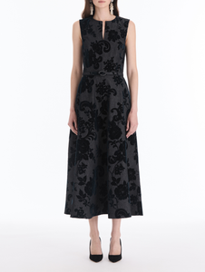 *VIRTUAL TRUNK SHOW* Oscar de la Renta Sleeveless Floral Flocked Denim Day Dress