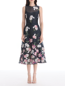 *VIRTUAL TRUNK SHOW* Oscar de la Renta Sleeveless Iris Degrade Fil Coupe Dress