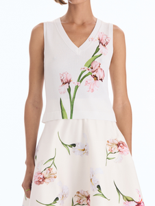 *VIRTUAL TRUNK SHOW* Oscar de la Renta Painted Iris Printed V Neck Tank