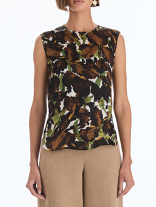 *VIRTUAL TRUNK SHOW* Oscar de la Renta Sleeveless Watercolor Iris Chiffon Tank