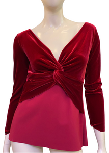 Chiara Boni La Petite Robe Hile Velvet Top in Garnet, Size 40 Chiara Boni La Petite Robe Hile Velvet Top in Garnet, Size 40