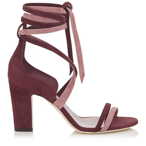 Jimmy Choo Flynn 85 Suede Mix Sandals in Vino, Size 40.5 Jimmy Choo Flynn 85 Suede Mix Sandals in Vino, Size 40.5
