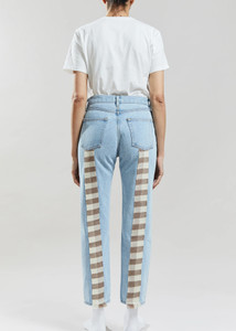 Still Here Wool Gingham Tate Crop Jeans in Vintage Blue, Size 27 Still Here Wool Gingham Tate Crop Jeans in Vintage Blue, Size 27