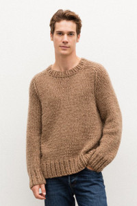 Iris Von Arnim Men's Handknit Barlow Sweater in Toffee, Size Large/X-Large Iris Von Arnim Men's Handknit Barlow Sweater in Toffee, Size Large/X-Large