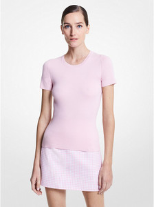 Michael Kors Short Sleeve Cashmere Top in Petal, Size Large Michael Kors Short Sleeve Cashmere Top in Petal, Size Large