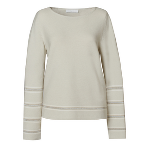 Fabiana Filippi Metallic Embellished Knit Sweater in Sand, Size 46 Fabiana Filippi Metallic Embellished Knit Sweater in Sand, Size 46