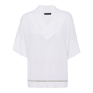 Fabiana Filippi Cotton Sweater in White, Size 48