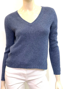 Fabiana Filippi Cashmere V-Neck Sweater in Blue, Size 50 Fabiana Filippi Cashmere V-Neck Sweater in Blue, Size 50