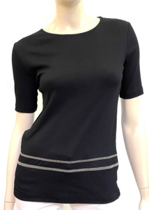 Fabiana Filippi Ribbed Cotton Embellished Jersey T-Shirt in Black Fabiana Filippi Ribbed Cotton Embellished Jersey T-Shirt in Black