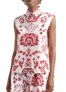 Etro Paisley Print Sleeveless Shirt in Red, Size 48 Etro Paisley Print Sleeveless Shirt in Red, Size 48