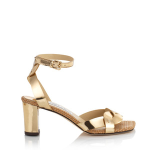 Jimmy Choo Drya 65 Liquid Metal Leather Sandals in Gold Jimmy Choo Drya 65 Liquid Metal Leather Sandals in Gold