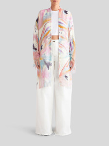 Etro Printed Cardigan with Fringe in Beige, Size 42 Etro Printed Cardigan with Fringe in Beige, Size 42