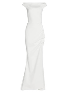 Chiara Boni La Petite Robe Melania Long Gown in White, Size 40