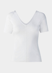 Akris Silk Knit Double V-Neck Top in Ecru, Size 6 Akris Silk Knit Double V-Neck Top in Ecru, Size 6