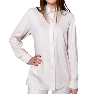 Fabiana Filippi Jersey Shirt Undercollar Embellishment in Marshmallow, Size 42