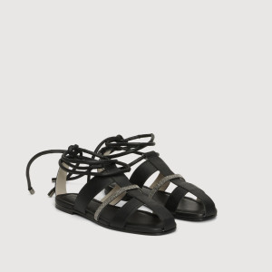 Fabiana Filippi Leather Flat Sandals in Black, Size 40 Fabiana Filippi Leather Flat Sandals in Black, Size 40