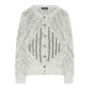 Fabiana Filippi Boucle Cardigan with Embroidery in Rafia/Onyx, Size 46 Fabiana Filippi Boucle Cardigan with Embroidery in Rafia/Onyx, Size 46