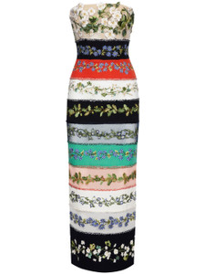 Oscar de la Renta Botanical Stripe Threadwork Pencil Dress, Size 4 Oscar de la Renta Botanical Stripe Threadwork Pencil Dress, Size 4