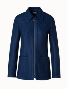 Akris Selda Tailored Cashmere Jacket in Navy, Size 2 Akris Selda Tailored Cashmere Jacket in Navy, Size 2