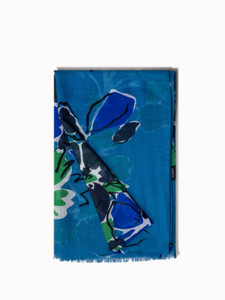 Akris Cashmere Silk Scarf with Sketched Abraham Flower Print Akris Cashmere Silk Scarf with Sketched Abraham Flower Print