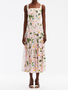 Oscar de la Renta Painted Poppies Crepe Candy Dress in Pink/Soft Pink, Size 10 Oscar de la Renta Painted Poppies Crepe Candy Dress in Pink/Soft Pink, Size 10