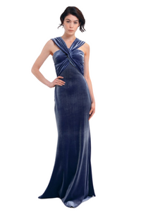 *VIRTUAL TRUNK SHOW* Chiara Boni La Petite Robe Datai Velvet Long Gown in Myrtille