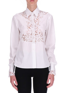 Ermanno Scervino Poplin Shirt With Cut-Out Embroidery in White Ermanno Scervino Poplin Shirt With Cut-Out Embroidery in White