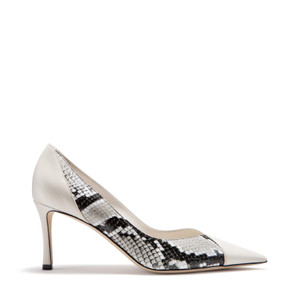 Jimmy Choo Cass 75 Snake Printed Pumps in Roccia/Latte Jimmy Choo Cass 75 Snake Printed Pumps in Roccia/Latte