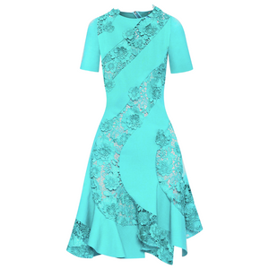 Oscar de la Renta Floral Guipure Asymmetrical Dress in Soft Mint, Size 6 Oscar de la Renta Floral Guipure Asymmetrical Dress in Soft Mint, Size 6