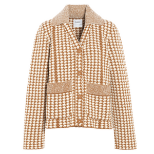 Barrie Long Sleeve Houndstooth Jacket in Vintage Vicuna/White Barrie Long Sleeve Houndstooth Jacket in Vintage Vicuna/White