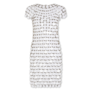 Rabanne Iconic Sparkle Discs Dress in White, Size 36 Rabanne Iconic Sparkle Discs Dress in White, Size 36