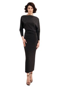 Chiara Boni La Petite Robe Kaite Starry Lurex Midi Dress in Charcoal, Size 40/42/50