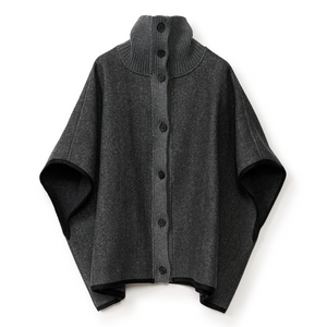 Fabiana Filippi Double Diagonal Cape in Charcoal, Size Large Fabiana Filippi Double Diagonal Cape in Charcoal, Size Large