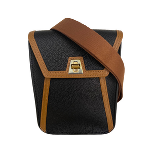 Akris Anouk Mini Flap Leather Messenger Bag in Black/Brown Akris Anouk Mini Flap Leather Messenger Bag in Black/Brown