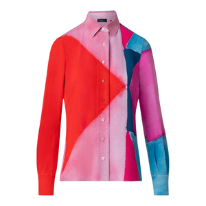 Akris Silk Spectra Print Blouse in Poppy Multicolor Akris Silk Spectra Print Blouse in Poppy Multicolor