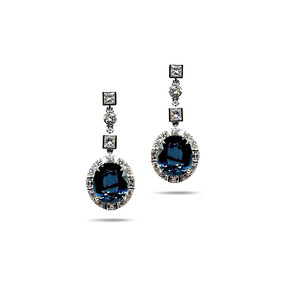 COOMI 18K White Gold Trinity Sapphire and Diamond Drop Earrings