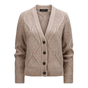 Fabiana Filippi Sequin Geometric Stitch Cardigan in Tortora, Size 46 Fabiana Filippi Sequin Geometric Stitch Cardigan in Tortora, Size 46