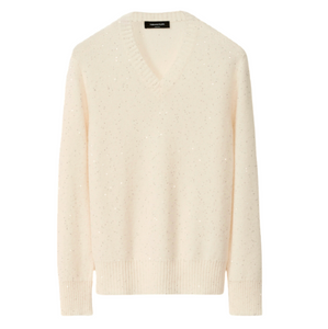 Fabiana Filippi Sequined Sweater in Vanilla, Size 46 Fabiana Filippi Sequined Sweater in Vanilla, Size 46