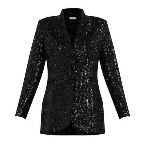 Chiara Boni La Petite Robe Aina Paillettes Jacket in Black, Size 42