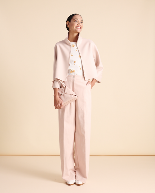 Akris Mimi Wool Jacket in Pale Pink, Size 2