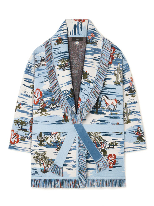 ALANUI Tex-Hawaii Roundtrip Cardigan in Bluebell-Multicolor, Size Small