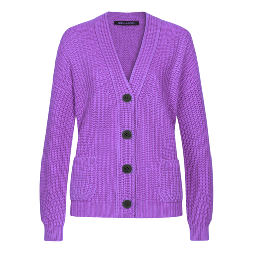 Iris Von Arnim Maxine Cashmere Cardigan in Grape, Size Small