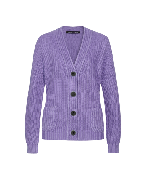 Iris Von Arnim Maxine Cashmere Cardigan in Amethyst, Size Medium