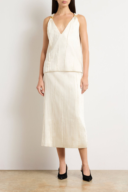 Brandon Maxwell The Drew Deep V Tank in Ivory