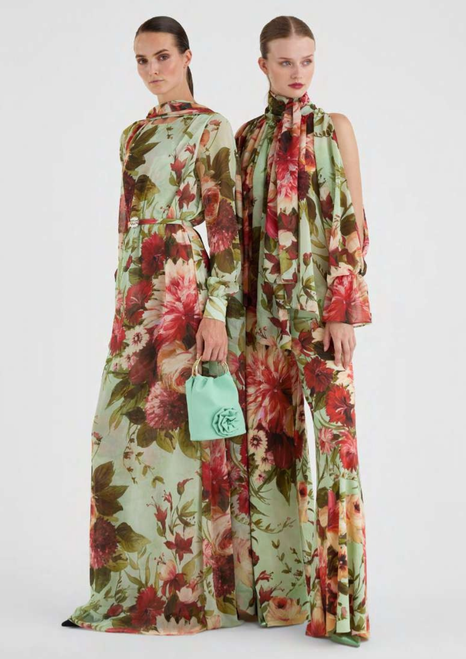 *VIRTUAL TRUNK SHOW* Chiara Boni La Petite Robe Aknesa Print GG BR Long ZP Gown (Left)