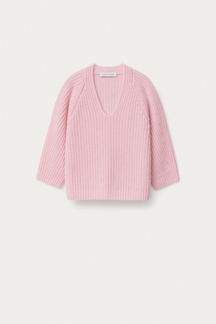Iris Von Arnim Fallou V-Neck Cashmere Sweater in Light Rose