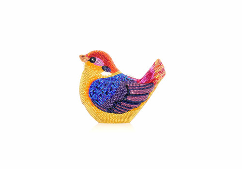 *Virtual Trunk Show* Judith Leiber Couture Bird Kingfisher in Silver Topaz Multi